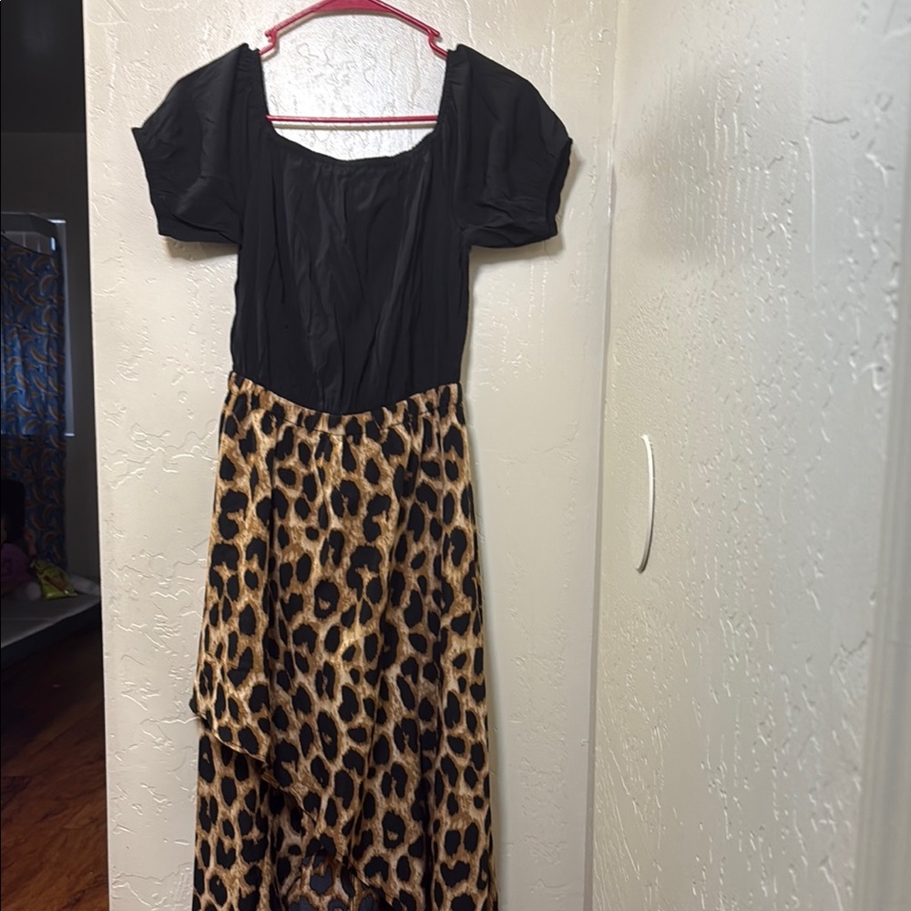 Black and Leopard Print Dress